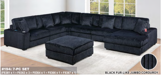 Black fur-like jumbo corduroy