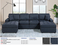 Dark Blue 3-Pc Sectional Sofa