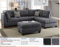 Blue Gray 3-Pc Sectional Sofa (Ottoman Included)