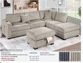 Camel 3-Pc Sectional Sofa (Ottoman Included)