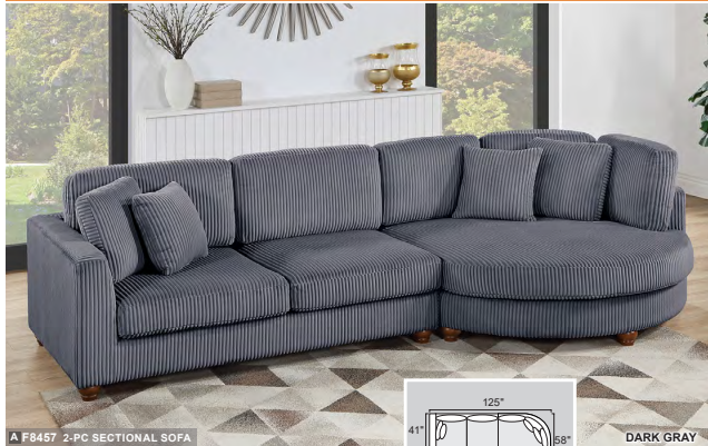 Dark Gray 2-Pc Sectional (X-Large Size)