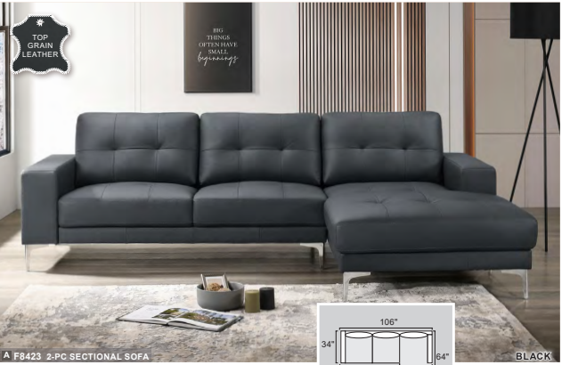 Genuine Black Leather Sofa