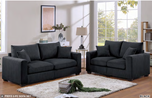 Black 2-Pc Sofa Set