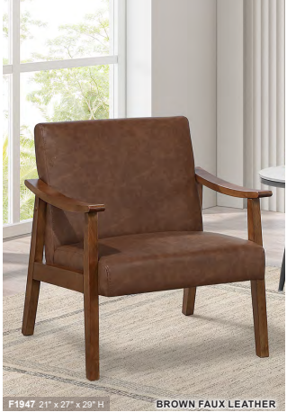 Brown Faux Leather Accent Chair