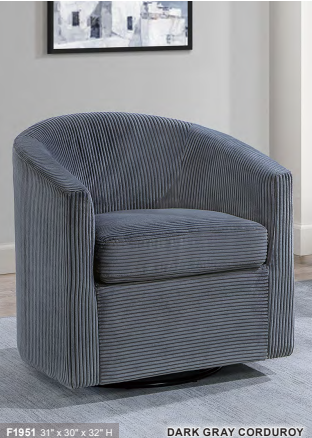 Dark Gray Corduroy Swivel Chair