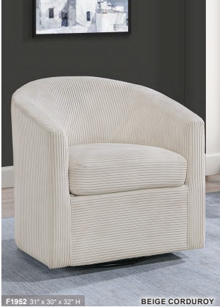 Beige Corduroy Swivel Chair