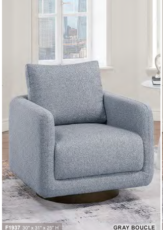 Gray Boucle Swivel Chair