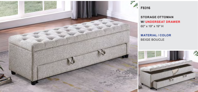 Beige Boucle Ottoman