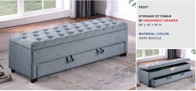Gray Boucle Ottoman