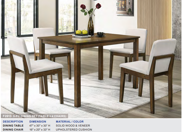 Solid Wood 5-Pc Dinning Set