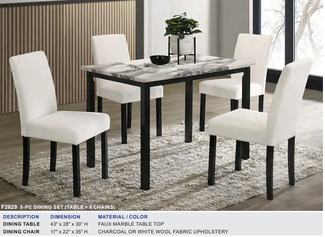 Faux marble Table top 5-Pc Dinning Set