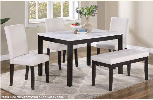 White Faux Leather 5-Pc Leather