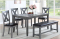 Gray Finish Solid Wood & Veneer 6-Pc Dinning Set