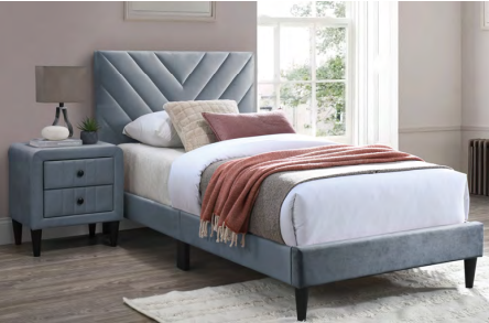 Gray Velvet Twin Bed Set