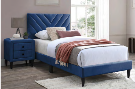 Navy Blue Velvet Twin Bed Set