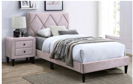 Light Pink Velvet Twin Bed Set