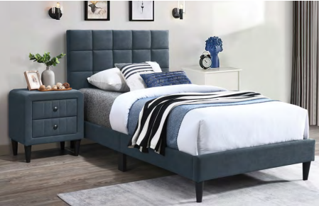 Charcoal Brushed Linen Fabric Twin Bed Set