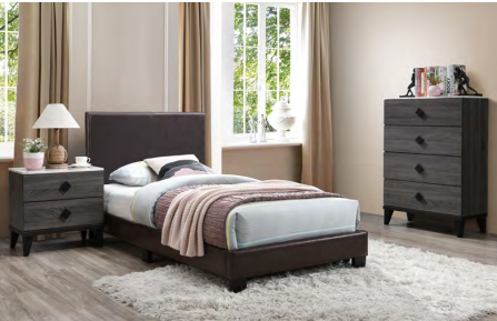 Brown Fau Leather General Bed Set