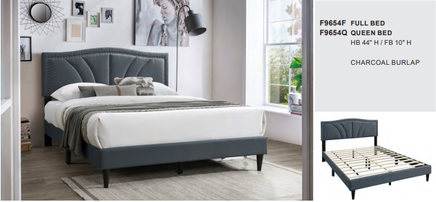 Charcoal Burlap Full Bed Set