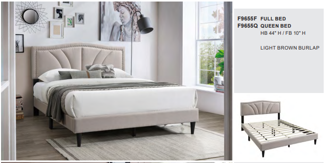 LIght Brown Burlap Full Bed Set