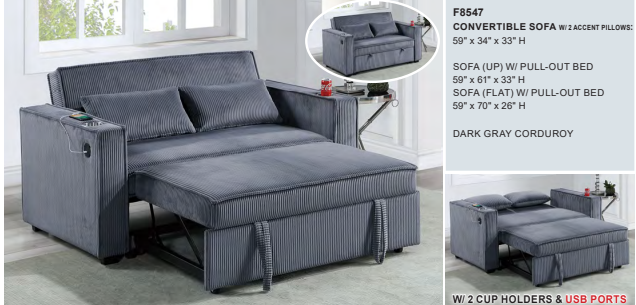 Dark Gray Convertible Sofa