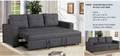 Blue Gray Polyfiber Convertible Sofa